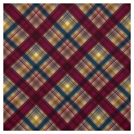 Plaid Scottish tartan crimson yellow blue classic Fabric