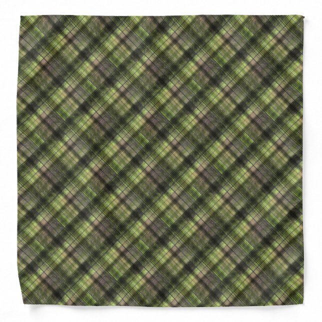 Plaid Scottish tartan green black classic Bandana (Front)