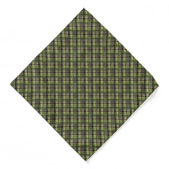 Plaid Scottish tartan green black classic Bandana (Front)
