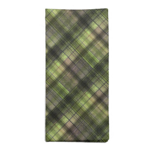 Plaid Scottish tartan green black classic Cloth Napkin