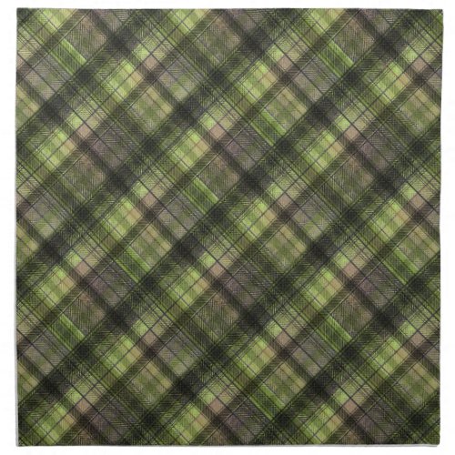 Plaid Scottish tartan green black classic Cloth Napkin