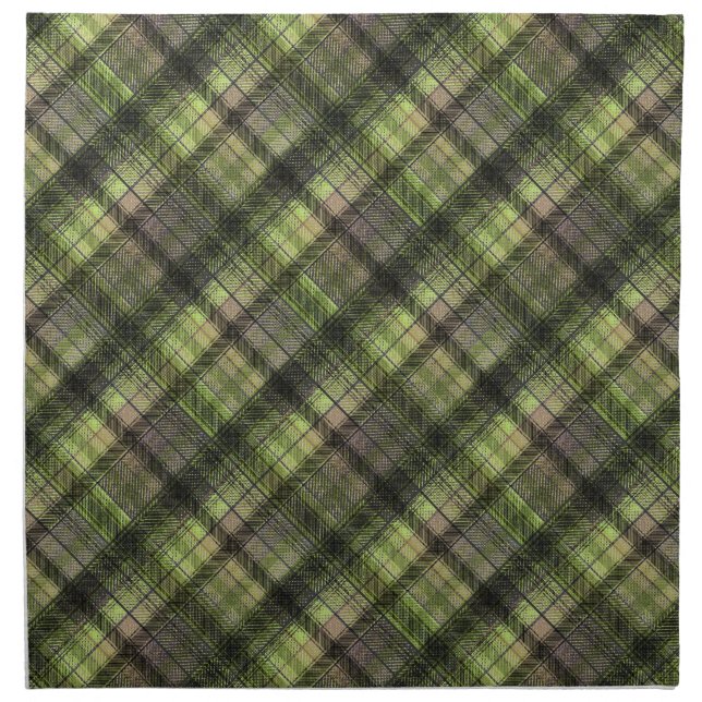 Plaid Scottish tartan green black classic Cloth Napkin (Front)