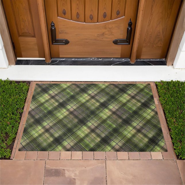 Plaid Scottish tartan green black classic Doormat (Outdoor)