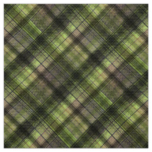 Plaid Scottish tartan green black classic Fabric
