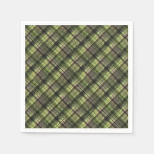 Plaid Scottish tartan green black classic Napkins