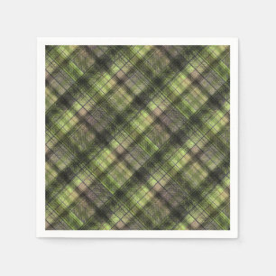 Plaid Scottish tartan green black classic Napkins