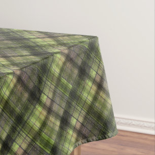Plaid Scottish tartan green black classic Tablecloth