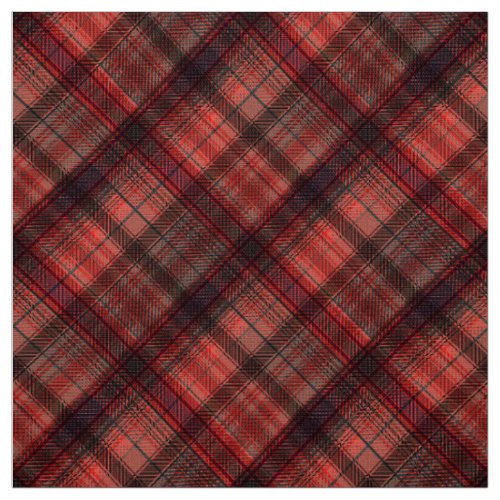 Plaid Scottish tartan red black classic retro Fabric