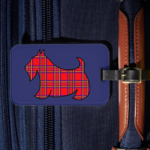 Plaid Scottish Terrier Luggage Tag