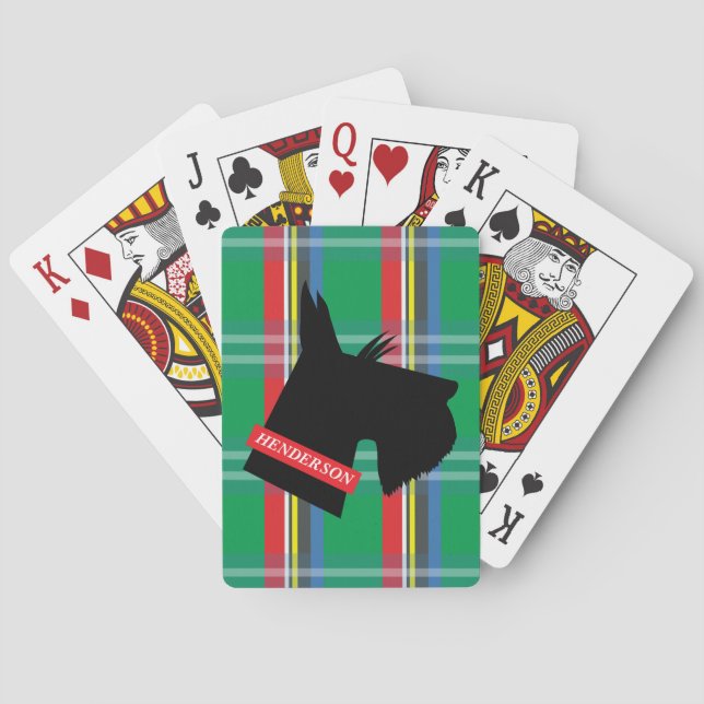 Plaid Scottish Terrier Personalized Playing Cards (Back)