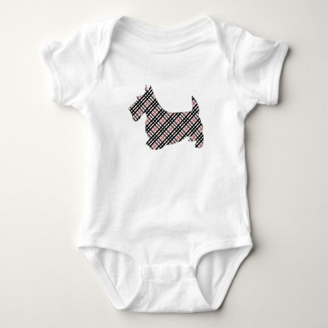 Plaid Scottish Terrier Scotty Dog Baby Bodysuit (Front)