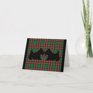 Plaid Scottish Terrier Scotty Dog Christmas Card