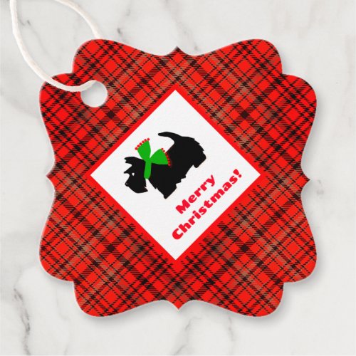 Plaid Scotty Dog Merry Christmas Gift Ideas Favor Tags