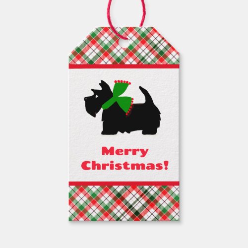 Plaid Scotty Dog Merry Christmas Gift Ideas Gift Tags