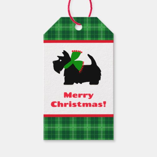 Plaid Scotty Dog Merry Christmas Gift Ideas Gift Tags