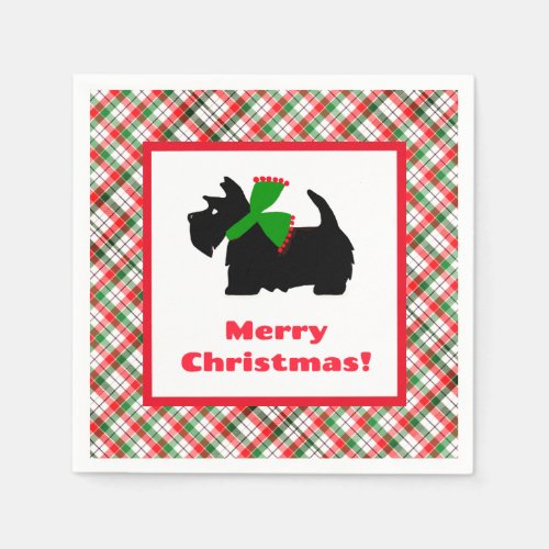 Plaid Scotty Dog Merry Christmas Gift Ideas Napkins