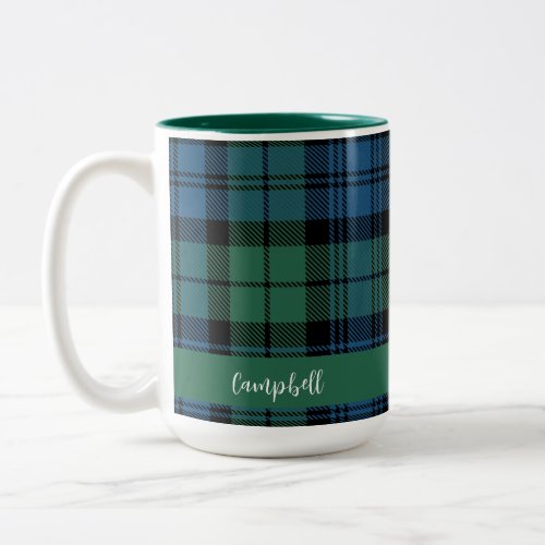 Plaid Script Custom Clan Campbell Tartan Two_Tone Coffee Mug