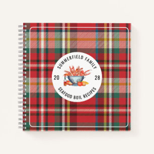 Plaid Seafood Cookout Family Crawfish Boil Recipe Notebook