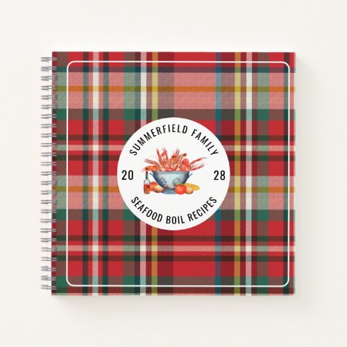 Plaid Seafood Cookout Family Crawfish Boil Recipe Notebook