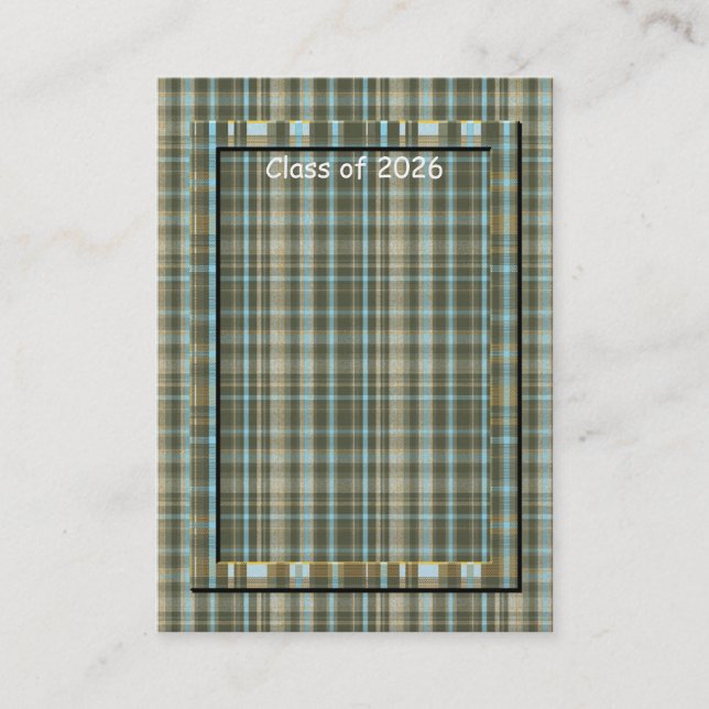 Plaid Senior Class of Change Current Year Photo  Calling Card (Front)