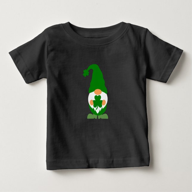 Plaid Shamrock Gnome – St. Patrick’s Day Baby T-Shirt (Front)
