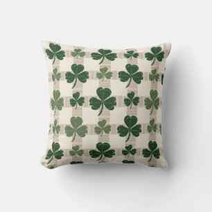 Plaid Shamrock St. Patrick’s Day Throw Pillow