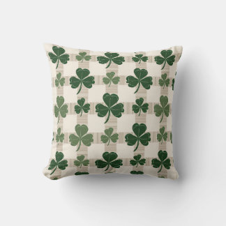 Plaid Shamrock St. Patrick’s Day Throw Pillow