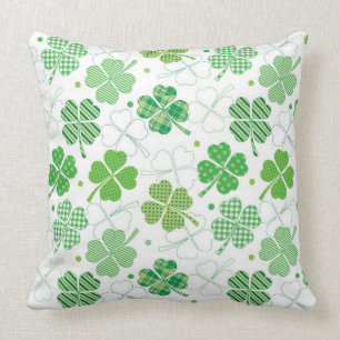 Plaid Shamrocks Throw Pillow