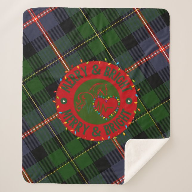 Plaid Sherpa Blanket Merry & Bright (Front)