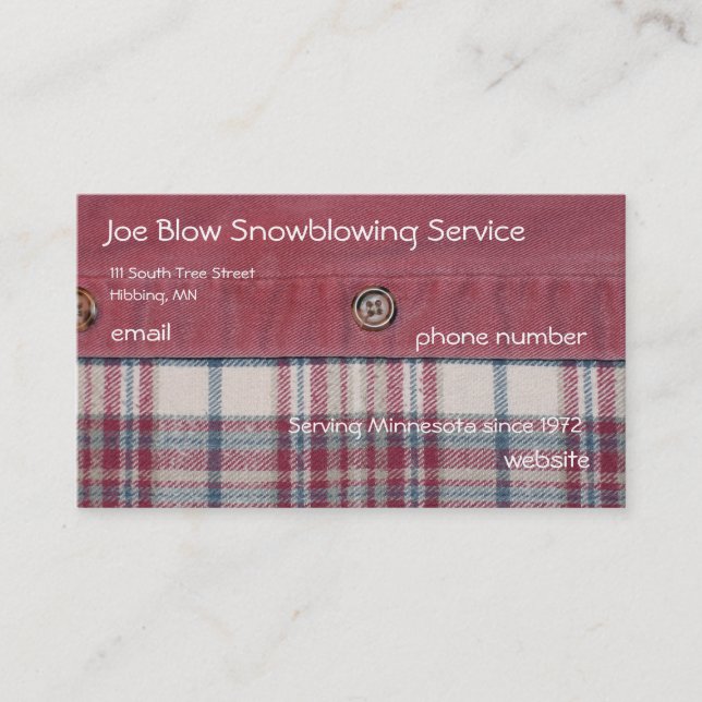 Plaid Shirt Business Card (Front)