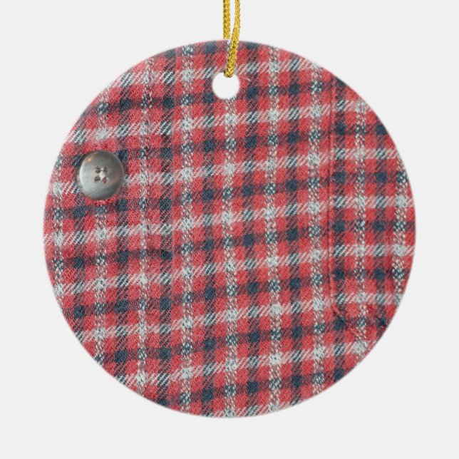 Plaid Shirt Ceramic Ornament (Front)