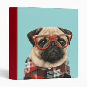 Plaid Shirt Pug 3 Ring Binder