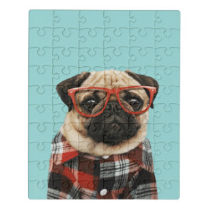 Plaid Shirt Pug Jigsaw Puzzle