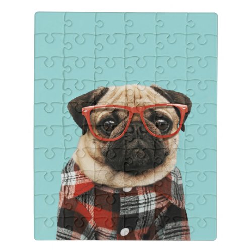 Plaid Shirt Pug Jigsaw Puzzle