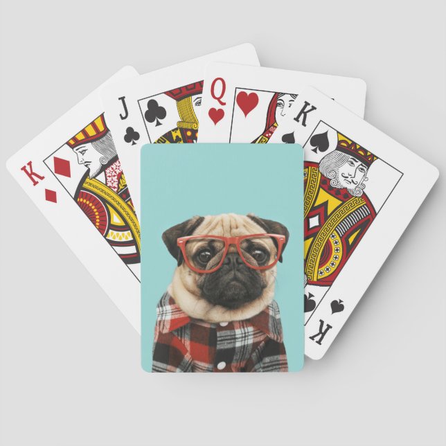 Plaid Shirt Pug Poker Cards (Back)