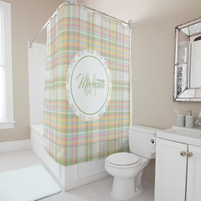 Plaid Shower Curtain - Spring Colors {S2D3} (In Situ)