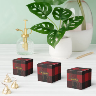 Plaid Ski Lodge Moose Holiday Party Favor Boxes