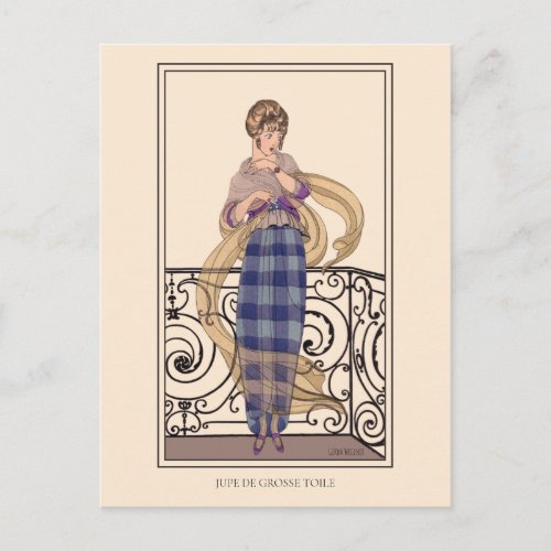 Plaid Skirt Gerda Wegener Fashion Illustration Postcard