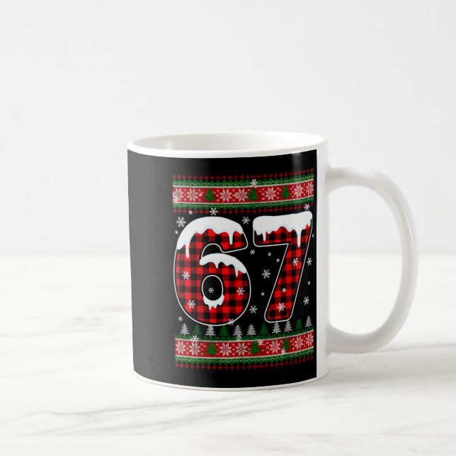 Plaid Snowflake Six Seven Christmas 67 Meme  Coffee Mug (Right)