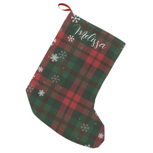 Plaid Snowflakes Christmas Holidays Personalized Small Christmas Stocking