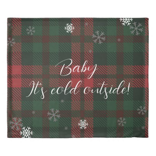 Plaid Snowflakes Pattern Christmas Holiday Duvet Cover