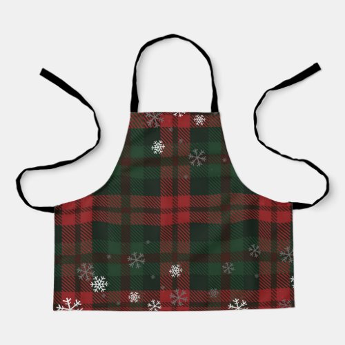 Plaid Snowflakes Pattern Christmas Holiday Festive Apron