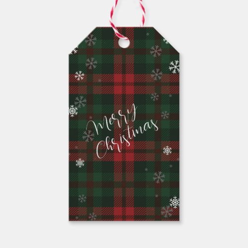 Plaid Snowflakes Pattern Christmas Holidays Gift Tags