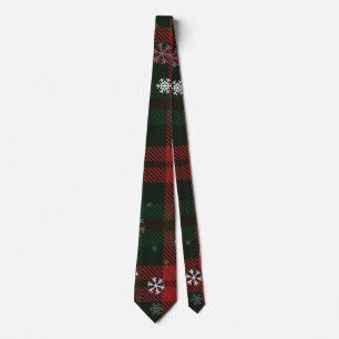 Plaid Snowflakes Rustic Christmas Holidays Neck Tie