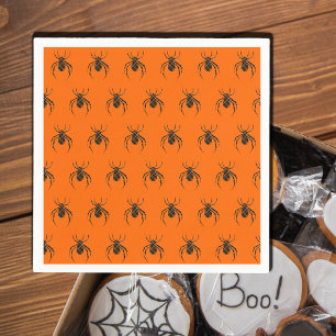 plaid spiders in neon orange napkins