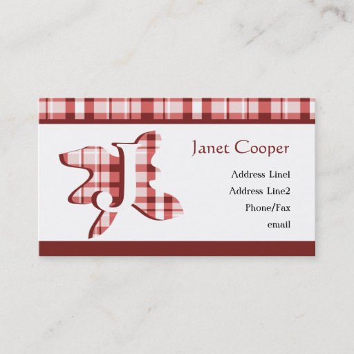 Customizable Plaid Splash Profile Card: Brick Red Business Card Templates