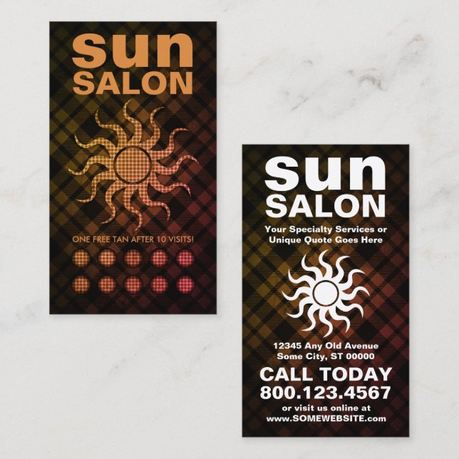 plaid spray tan punch card (Front/Back)
