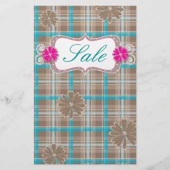 Plaid Spring Sale Flyer Daisy Flowers by BabyDelights at Zazzle