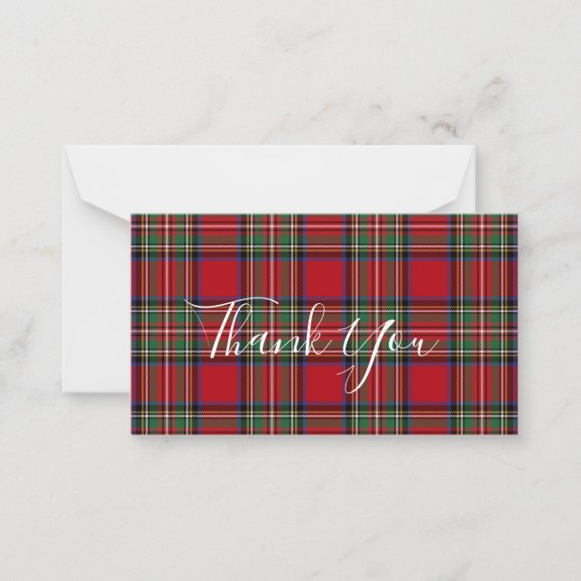 Plaid Stewart Tartan Client Thank You Note Card (Front)