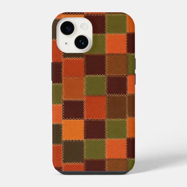 Plaid-style faux patchwork iphone case (Back)